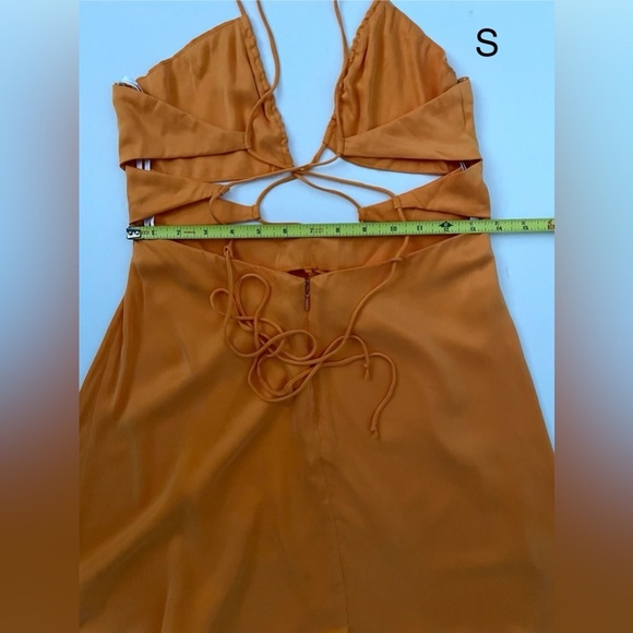 For Love & Lemons x REVOLVE Mallory Mini Dress Tangerine Orange S Small cut out - Picture 6 of 11